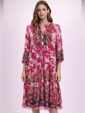 Made in Italy size L Floral Pink Dress